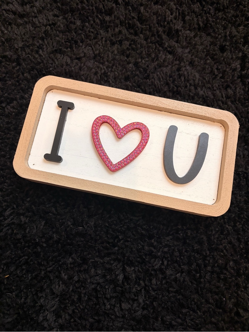 I ♥ U Decorative Wood Sign - Rhinestone Heart